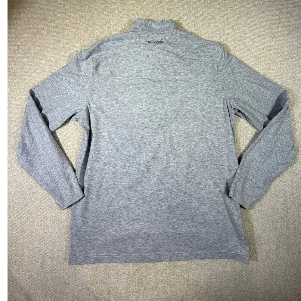 Travis Mathew Men L Gray 1/4 Zip Lightweight Athletic Pullover Golf Performance